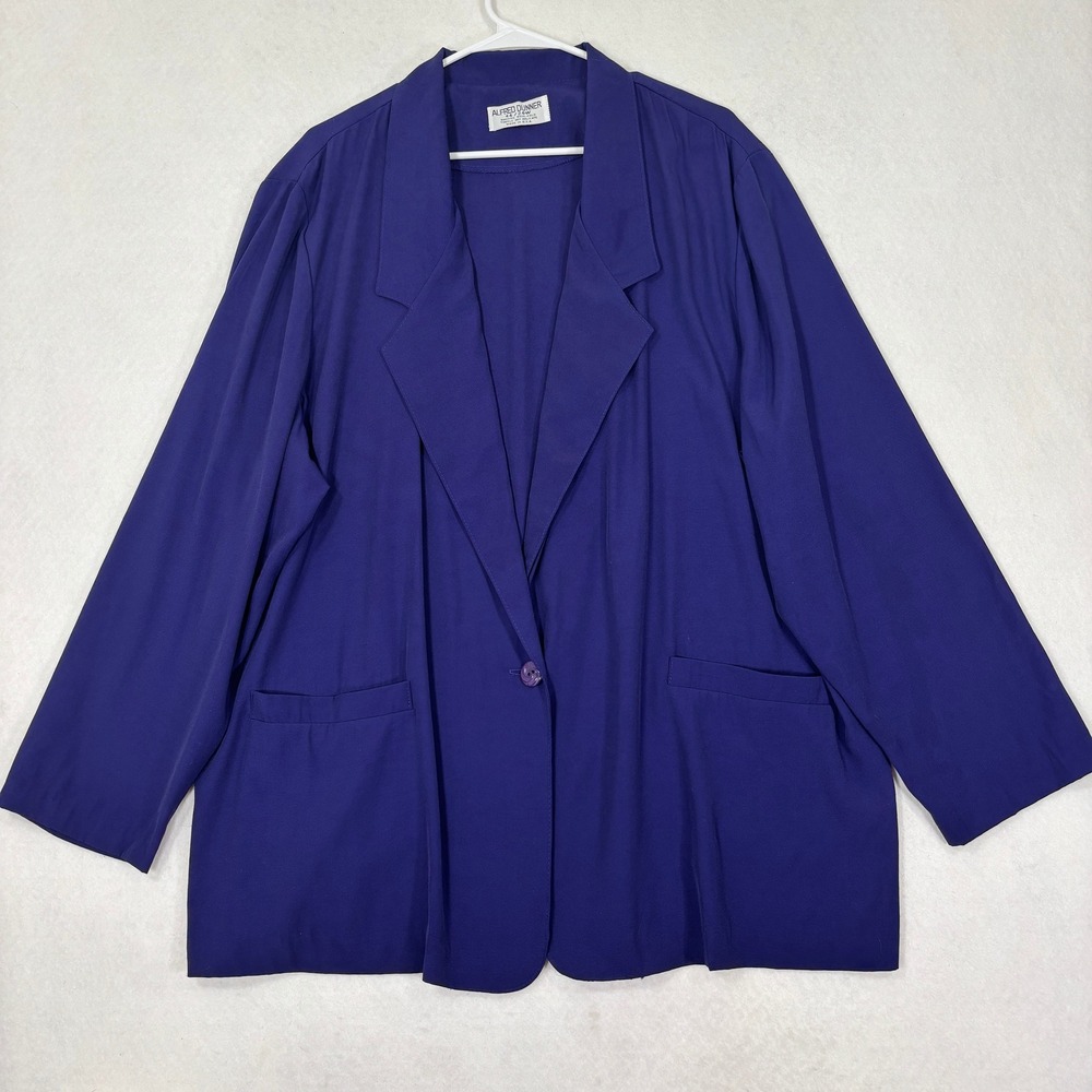 Vintage Alfred Dunner Blazer Womens‎ 24W Purple Lightweight Made USA 90s